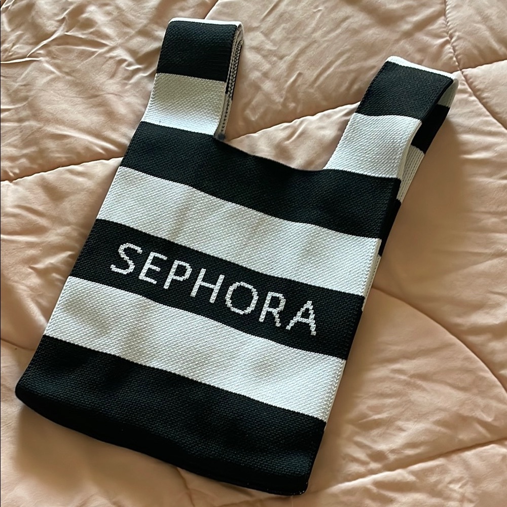 Sephora Black and White Striped Tote Bag
